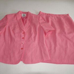 Le Suit Coral Pink Two-Piece Skirt Set